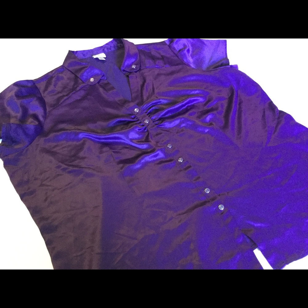 Worthington 3x blue velvet blouse